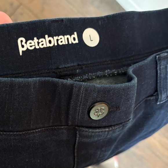 Betabrand Straight Leg Pull On Jeans Womens Large Stretch Dark Wash Travel - Picture 4 of 5